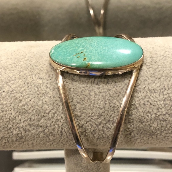 925 Sterling Silver and Blue Turquoise Cuff - Picture 3 of 4